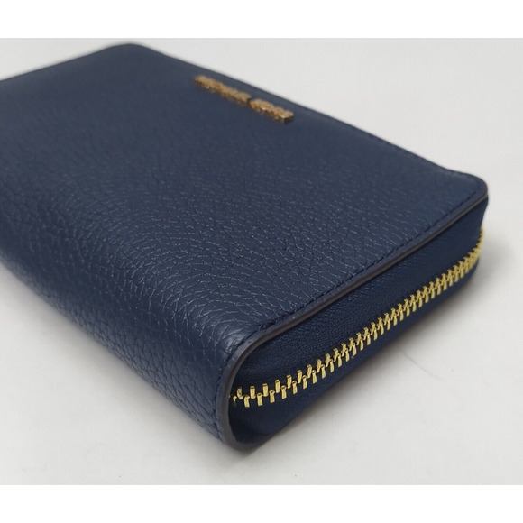 Michael Kors Jet Set Travel Navy Blue Leather Zip Around Phone Case Wallet - NWT - Picture 8 of 16